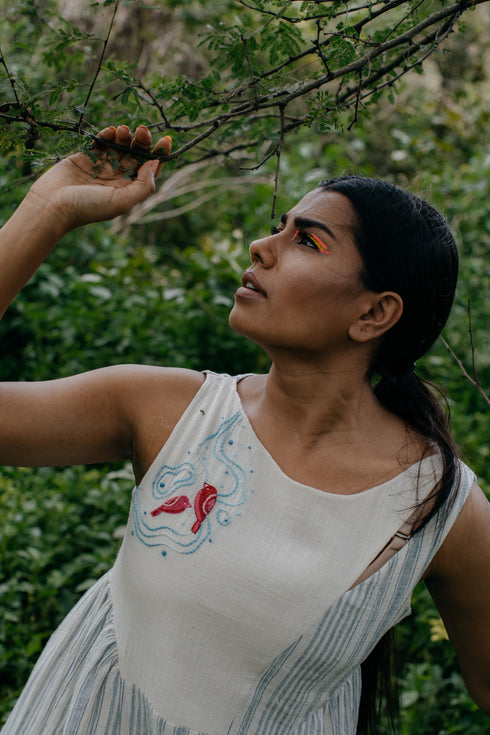 Handloom Gathered Maxi Dress